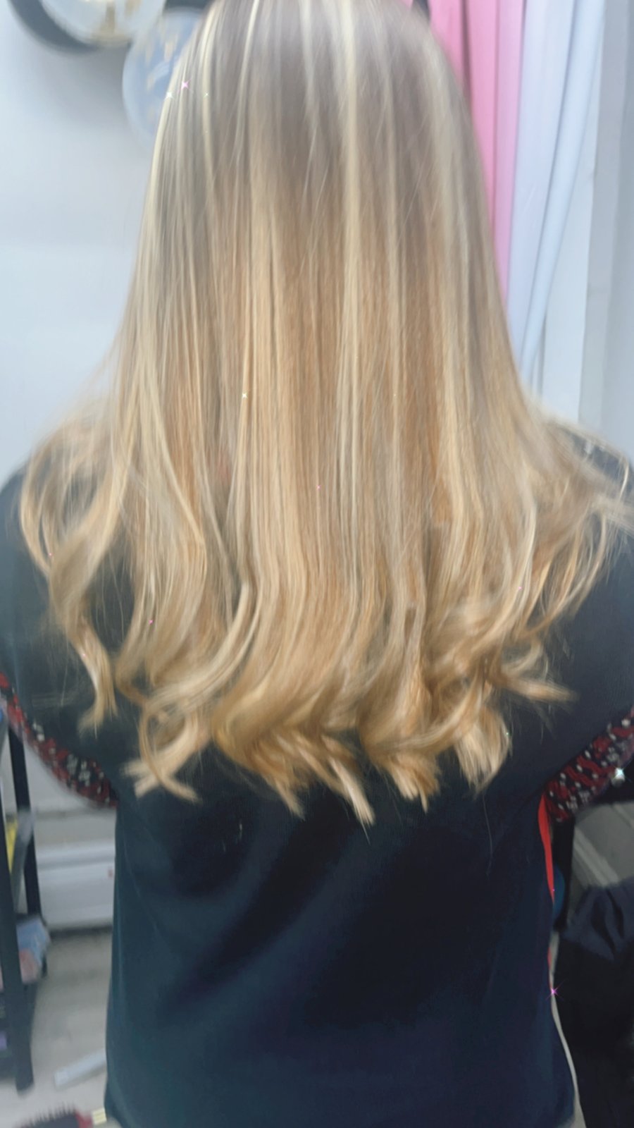 K-tip keratin bond extensions blended into blonde hair, Westchester NY